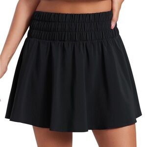 CRZ YOGA Black Elastic Waist Flowy Skirt